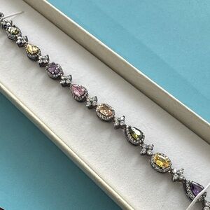 Silver Multicolor Gemstone Bracelet